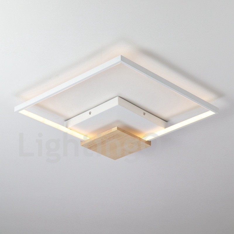 Luminária de teto de madeira quadrada branca regulável, luminária de teto ultrafina, também pode ser usada como luminária de parede