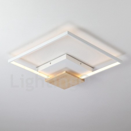 Luminária de teto de madeira quadrada branca regulável, luminária de teto ultrafina, também pode ser usada como luminária de parede Luminária de teto de madeira quadrada branca regulável, luminária de teto ultrafina, também pode ser usada como luminária de parede