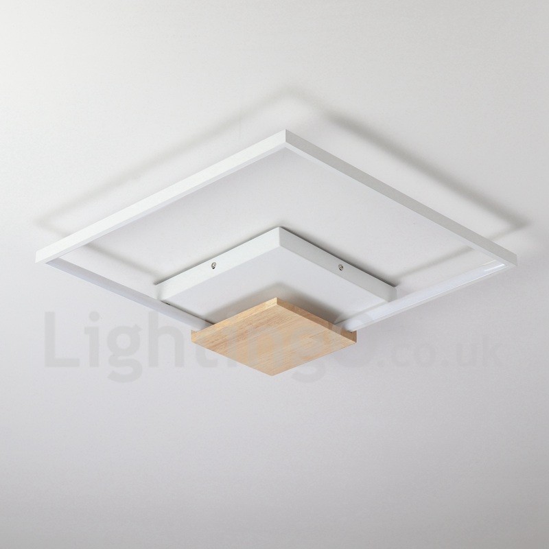 Luminária de teto de madeira quadrada branca regulável, luminária de teto ultrafina, também pode ser usada como luminária de parede