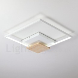 Luminária de teto de madeira quadrada branca regulável, luminária de teto ultrafina, também pode ser usada como luminária de parede