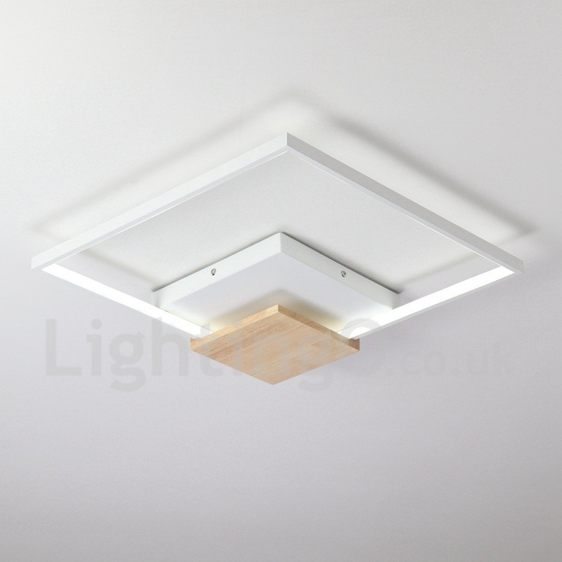 Luminária de teto de madeira quadrada branca regulável, luminária de teto ultrafina, também pode ser usada como luminária de parede