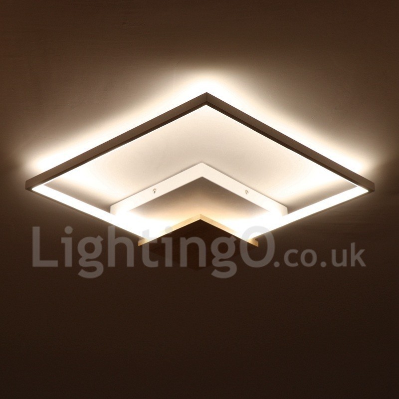 Luminária de teto de madeira quadrada branca regulável, luminária de teto ultrafina, também pode ser usada como luminária de parede