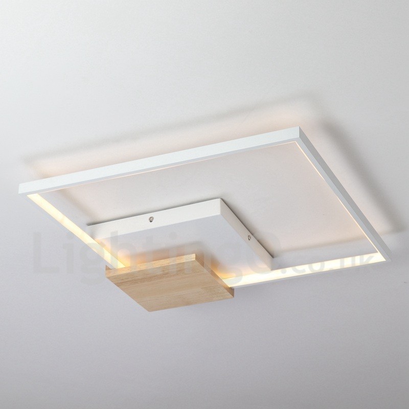 Luminária de teto de madeira quadrada branca regulável, luminária de teto ultrafina, também pode ser usada como luminária de parede