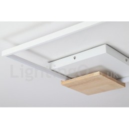 Luminária de teto de madeira quadrada branca regulável, luminária de teto ultrafina, também pode ser usada como luminária de parede