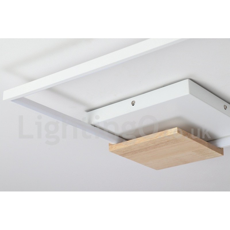 Luminária de teto de madeira quadrada branca regulável, luminária de teto ultrafina, também pode ser usada como luminária de parede