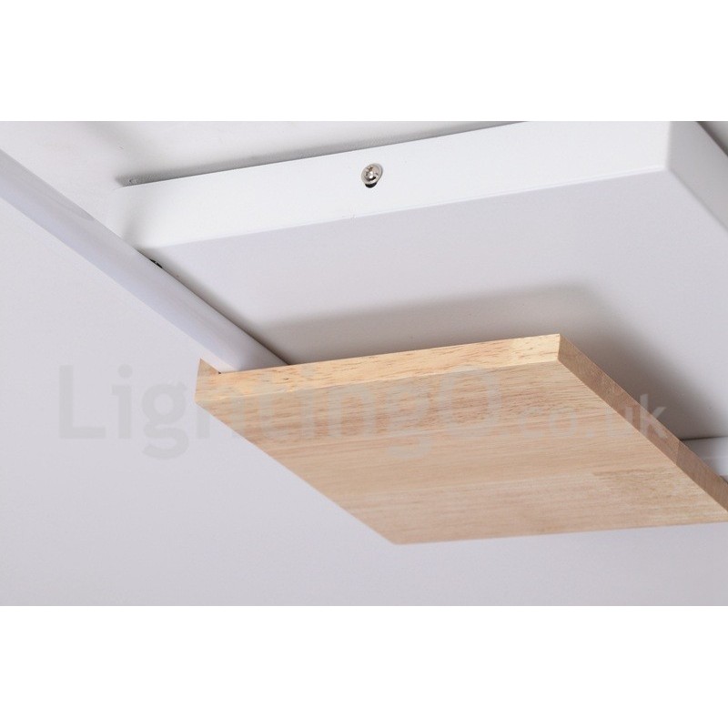 Luminária de teto de madeira quadrada branca regulável, luminária de teto ultrafina, também pode ser usada como luminária de parede