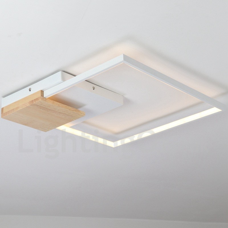 Luminária de teto de madeira quadrada branca regulável, luminária de teto ultrafina, também pode ser usada como luminária de parede