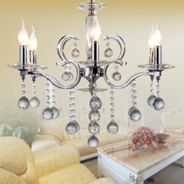 Lustre de cristal elegante cromado com vela