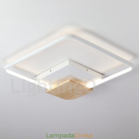 Luminária de teto de madeira quadrada branca regulável, luminária de teto ultrafina, também pode ser usada como luminária de parede Luminária de teto de madeira quadrada branca regulável, luminária de teto ultrafina, também pode ser usada como luminária de parede