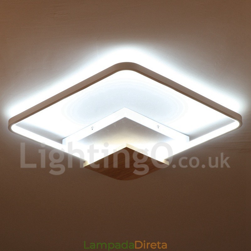 Luminária de teto de madeira quadrada branca regulável, luminária de teto ultrafina, também pode ser usada como luminária de parede