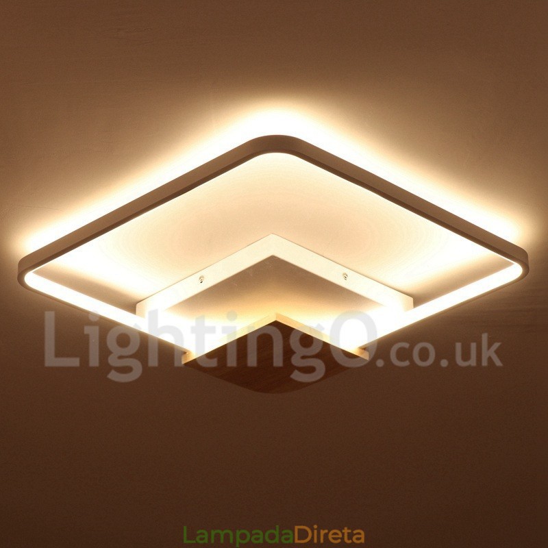 Luminária de teto de madeira quadrada branca regulável, luminária de teto ultrafina, também pode ser usada como luminária de parede