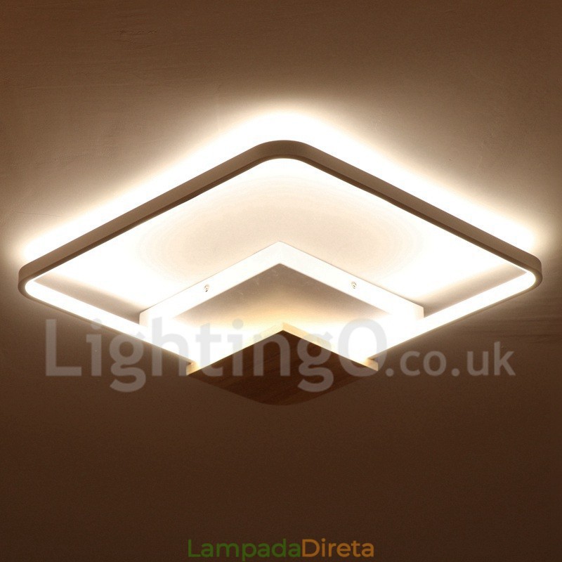 Luminária de teto de madeira quadrada branca regulável, luminária de teto ultrafina, também pode ser usada como luminária de parede