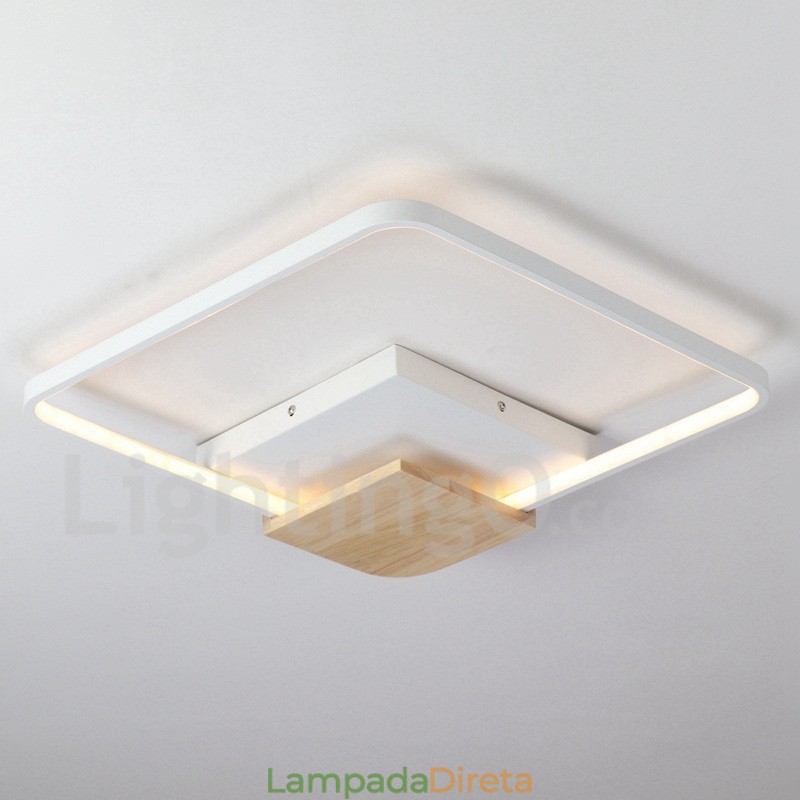 Luminária de teto de madeira quadrada branca regulável, luminária de teto ultrafina, também pode ser usada como luminária de parede
