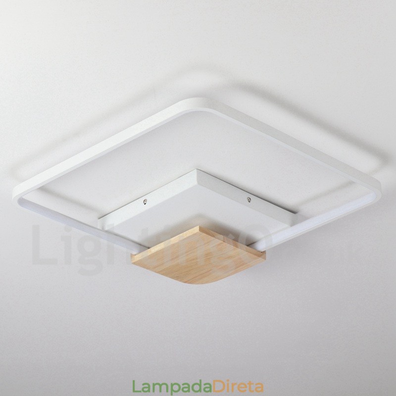 Luminária de teto de madeira quadrada branca regulável, luminária de teto ultrafina, também pode ser usada como luminária de parede