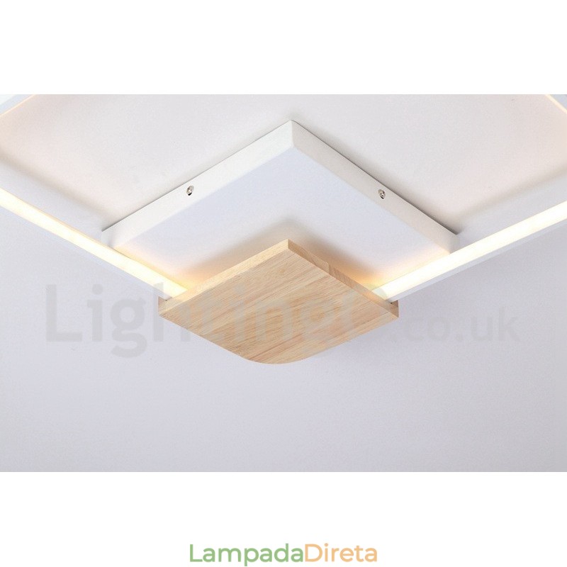 Luminária de teto de madeira quadrada branca regulável, luminária de teto ultrafina, também pode ser usada como luminária de parede