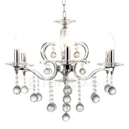 Lustre de cristal elegante cromado com vela