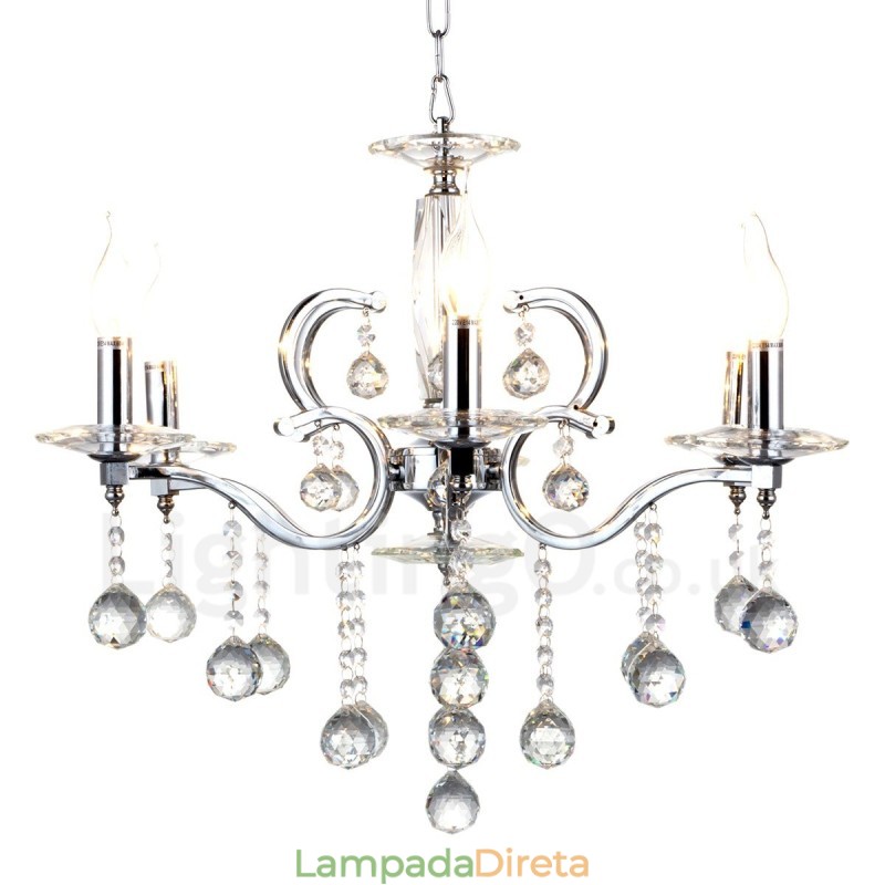 Lustre de cristal elegante cromado com vela