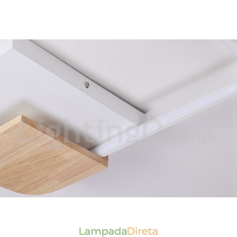Luminária de teto de madeira quadrada branca regulável, luminária de teto ultrafina, também pode ser usada como luminária de parede