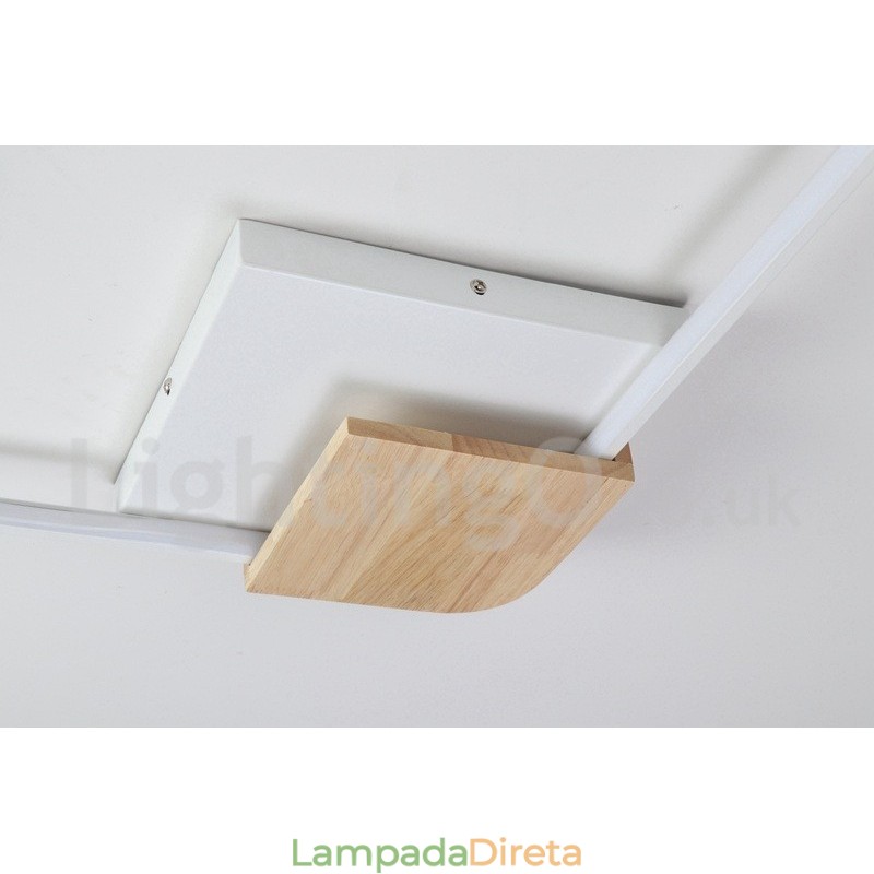 Luminária de teto de madeira quadrada branca regulável, luminária de teto ultrafina, também pode ser usada como luminária de parede