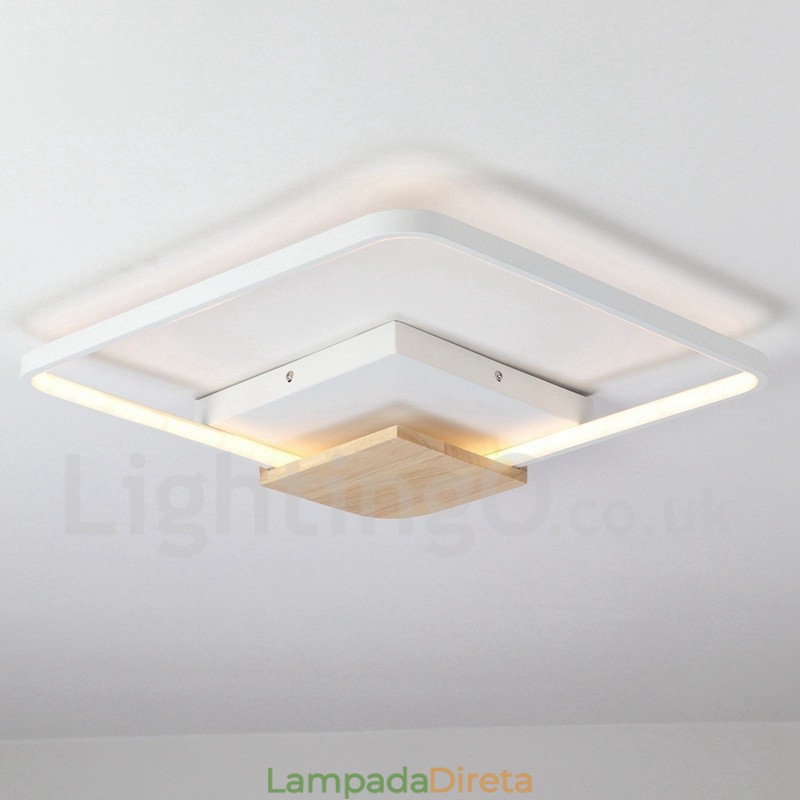 Luminária de teto de madeira quadrada branca regulável, luminária de teto ultrafina, também pode ser usada como luminária de parede