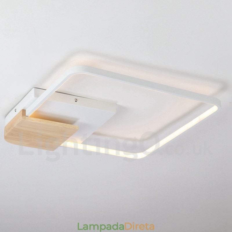 Luminária de teto de madeira quadrada branca regulável, luminária de teto ultrafina, também pode ser usada como luminária de parede