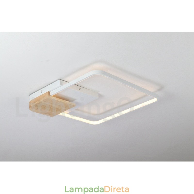 Luminária de teto de madeira quadrada branca regulável, luminária de teto ultrafina, também pode ser usada como luminária de parede
