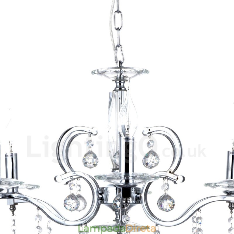 Lustre de cristal elegante cromado com vela