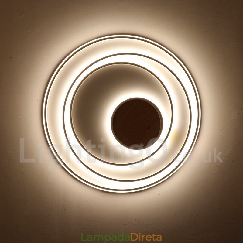 Anel branco regulável Luz de teto de madeira Lâmpada de teto ultrafina Também pode ser usada como luz de parede