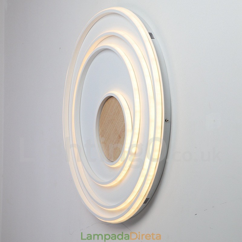 Anel branco regulável Luz de teto de madeira Lâmpada de teto ultrafina Também pode ser usada como luz de parede