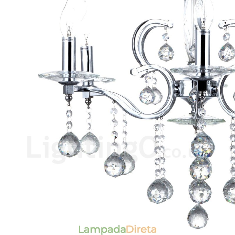 Lustre de cristal elegante cromado com vela
