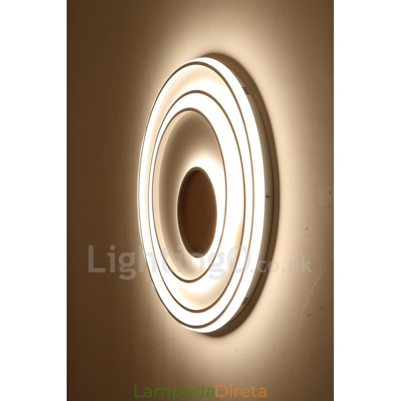 Anel branco regulável Luz de teto de madeira Lâmpada de teto ultrafina Também pode ser usada como luz de parede