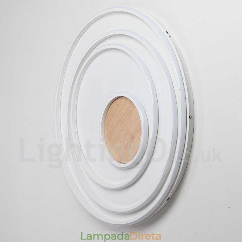 Anel branco regulável Luz de teto de madeira Lâmpada de teto ultrafina Também pode ser usada como luz de parede