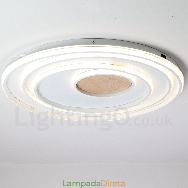 Anel branco regulável Luz de teto de madeira Lâmpada de teto ultrafina Também pode ser usada como luz de parede