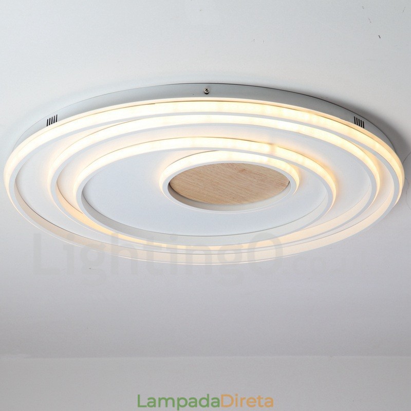 Anel branco regulável Luz de teto de madeira Lâmpada de teto ultrafina Também pode ser usada como luz de parede