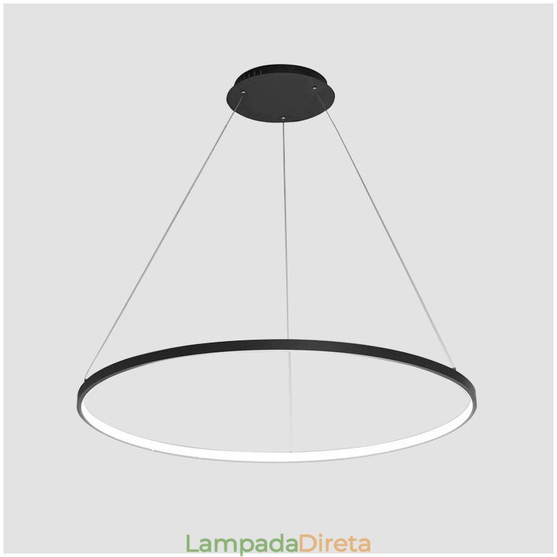 Luminária pendente regulável de 63 W e 100 cm de diâmetro com design moderno em anel