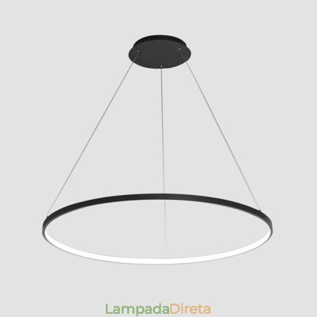 Luminária pendente regulável de 63 W e 100 cm de diâmetro com design moderno em anel Luminária pendente regulável de 63 W e 100 cm de diâmetro com design moderno em anel