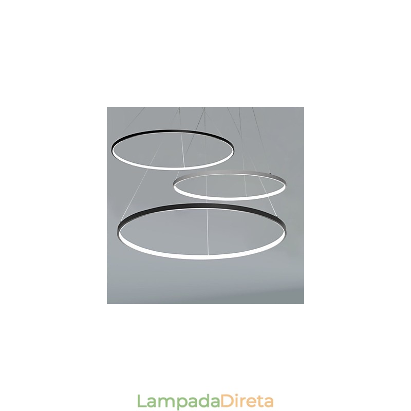 Luminária pendente regulável de 63 W e 100 cm de diâmetro com design moderno em anel