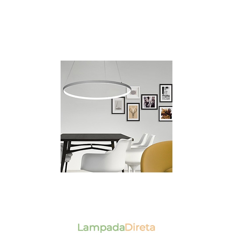 Luminária pendente regulável de 63 W e 100 cm de diâmetro com design moderno em anel
