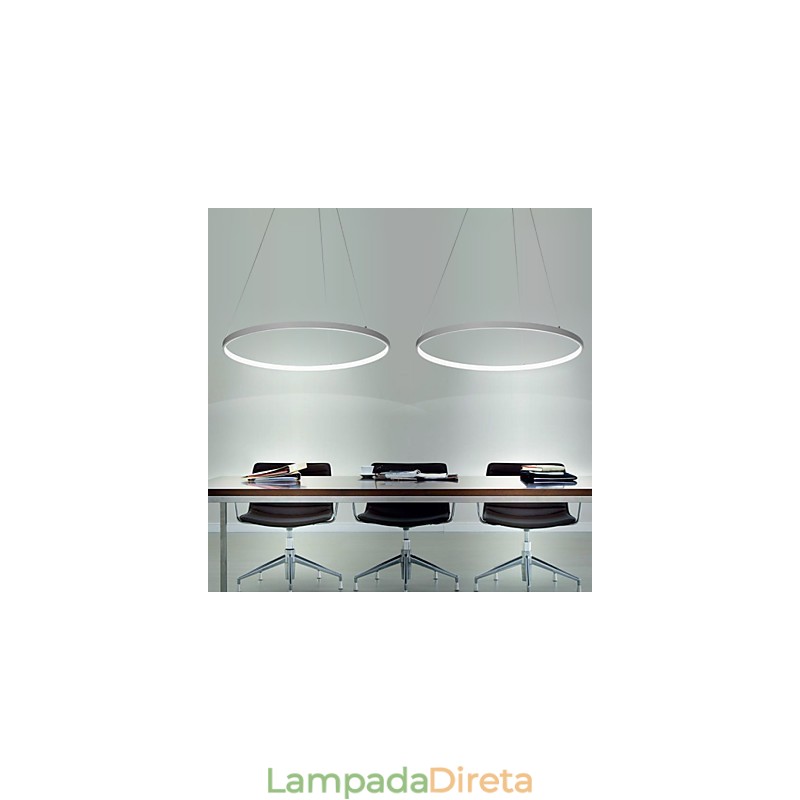 Luminária pendente regulável de 63 W e 100 cm de diâmetro com design moderno em anel