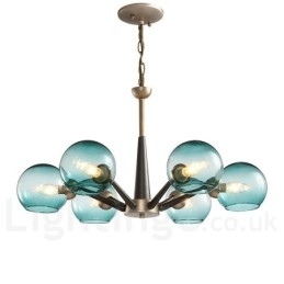 Lustre rústico retrô vintage Magic Bean com cúpulas de vidro multicoloridas