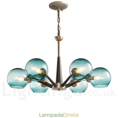 Lustre rústico retrô vintage Magic Bean com cúpulas de vidro multicoloridas Lustre rústico retrô vintage Magic Bean com cúpulas de vidro multicoloridas