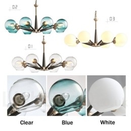 Lustre rústico retrô vintage Magic Bean com cúpulas de vidro multicoloridas
