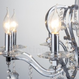 Lustre de cristal elegante cromado com vela