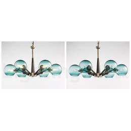 Lustre rústico retrô vintage Magic Bean com cúpulas de vidro multicoloridas