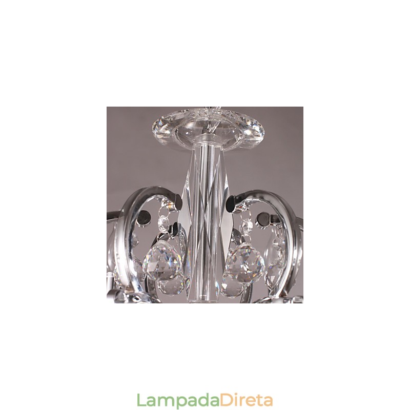 Lustre de cristal elegante cromado com vela