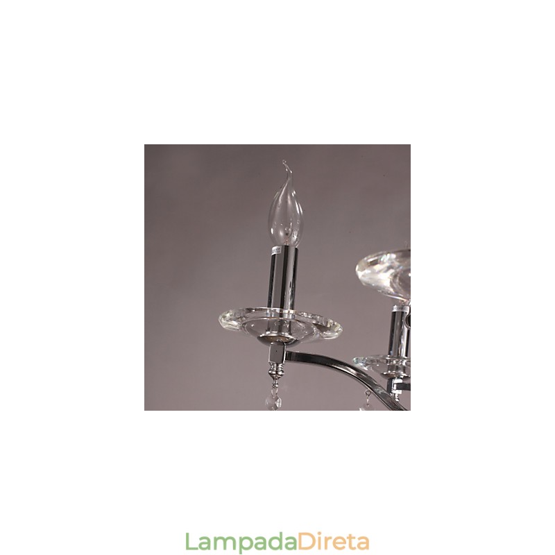 Lustre de cristal elegante cromado com vela