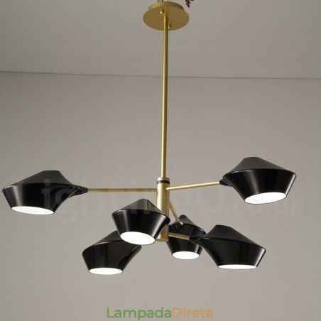Lustre moderno e contemporâneo com cúpulas de acrílico branco e preto Lustre moderno e contemporâneo com cúpulas de acrílico branco e preto