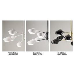 Lustre moderno e contemporâneo com cúpulas de acrílico branco e preto