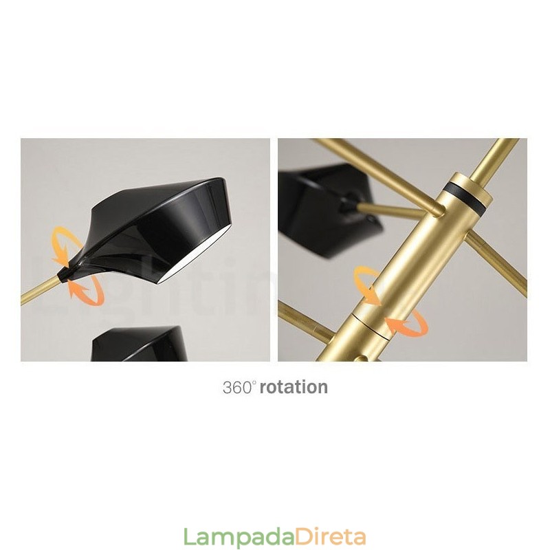 Lustre moderno e contemporâneo com cúpulas de acrílico branco e preto