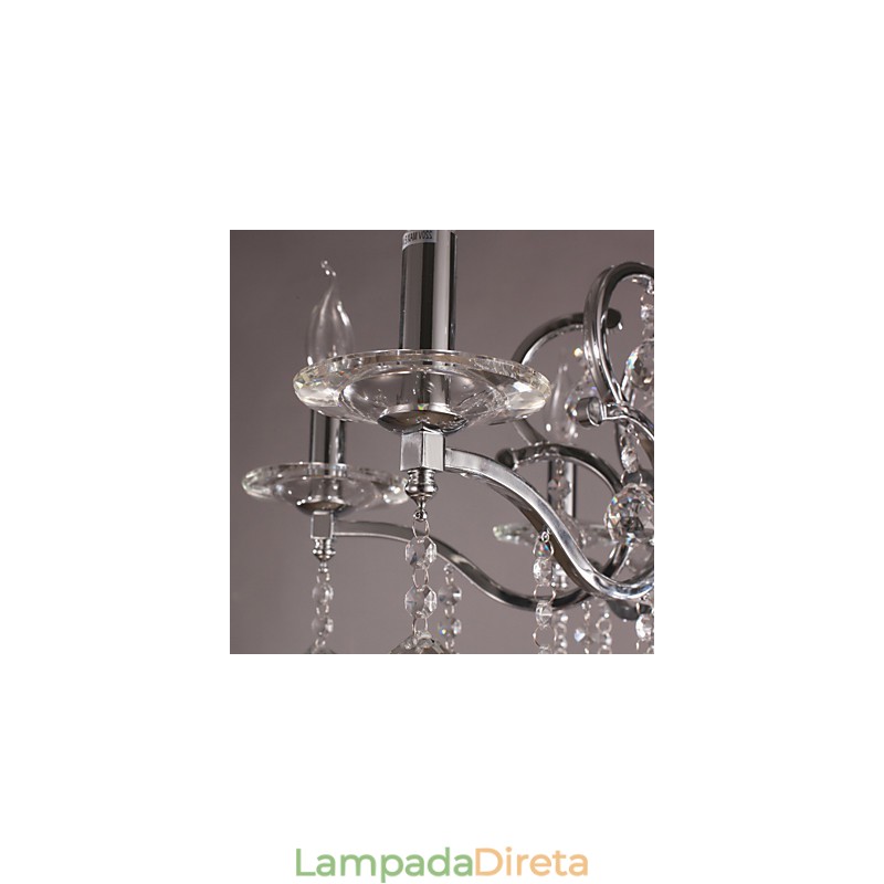 Lustre de cristal elegante cromado com vela